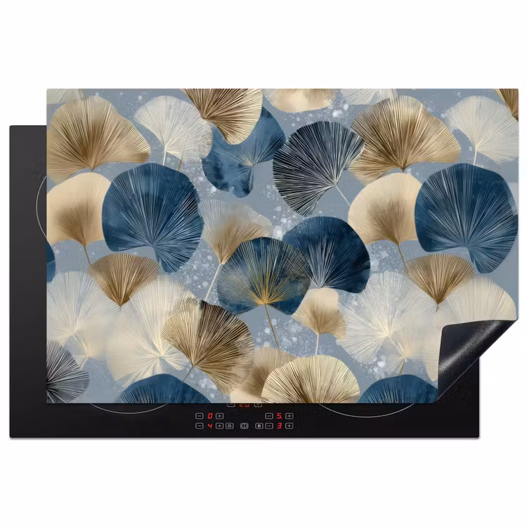Inductie beschermer - Bladeren - Abstract - Goud - Blauw — 2
