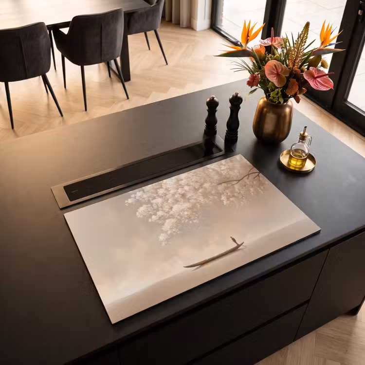 Inductie beschermer - Bloesems - Wit - Boot - Minimalistisch — 3