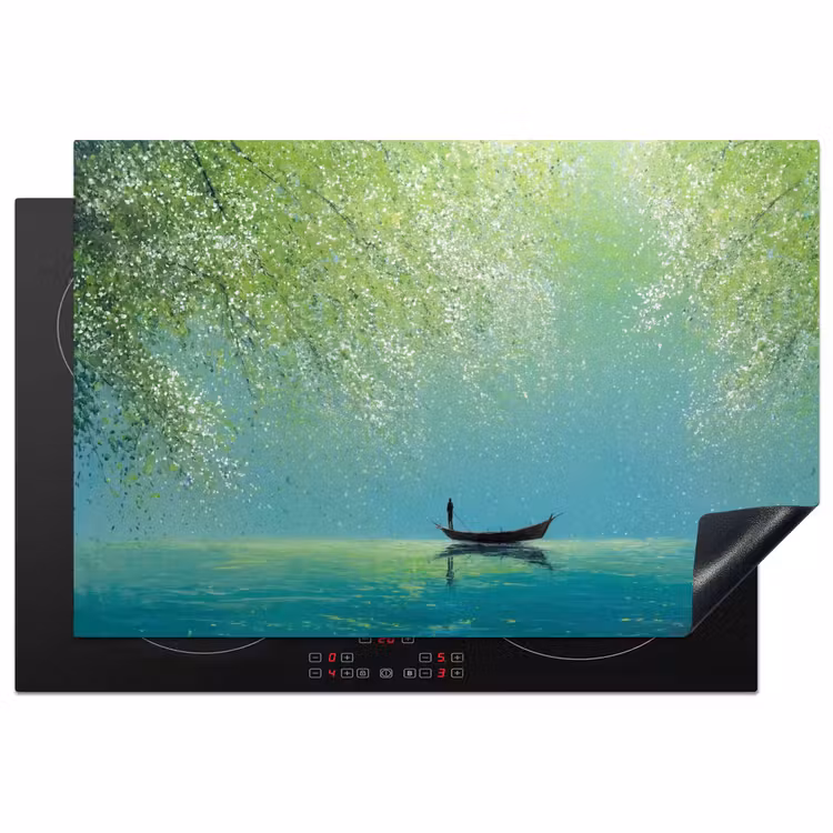 Inductie beschermer - Bootje - Water - Bladeren - Bloesems — 2
