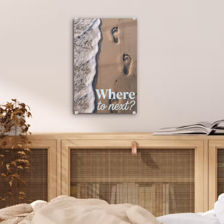 Glas schilderij - Where to next - Strand - Voetstappen — 5