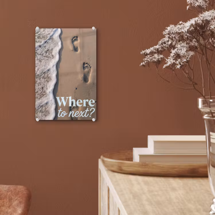 Glas schilderij - Where to next - Strand - Voetstappen — 6