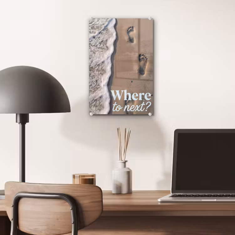 Glas schilderij - Where to next - Strand - Voetstappen — 7