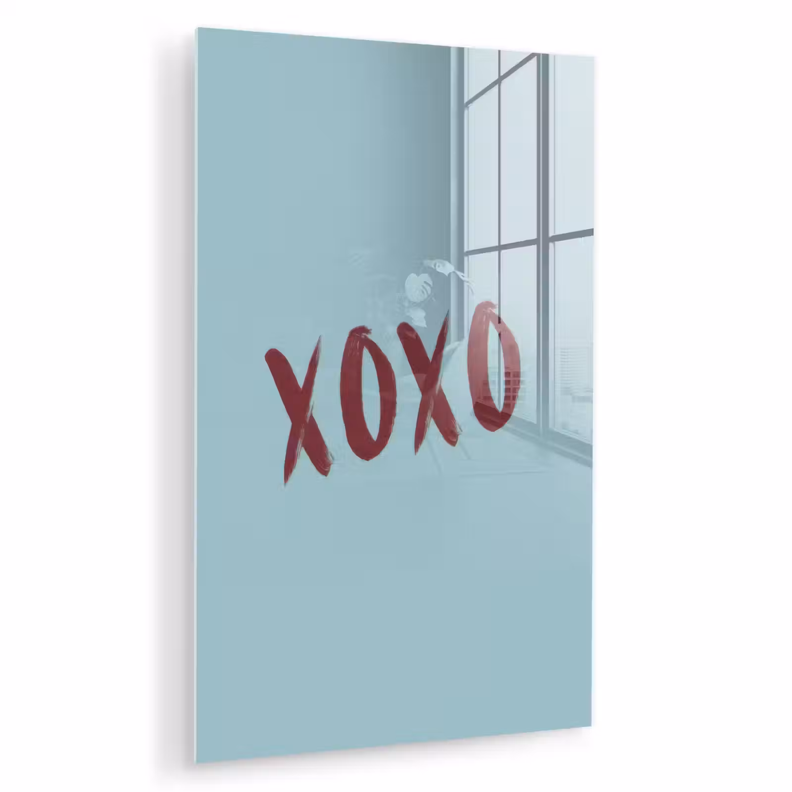 Glas schilderij - XOXO - Blauw - Rood — 1