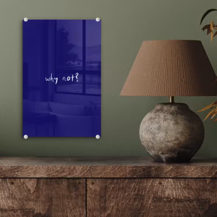 Glas schilderij - Why not - Blauw - Handgeschreven — 4