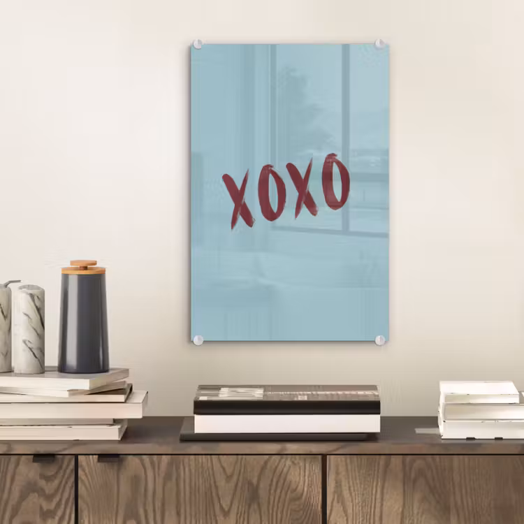 Glas schilderij - XOXO - Blauw - Rood — 2