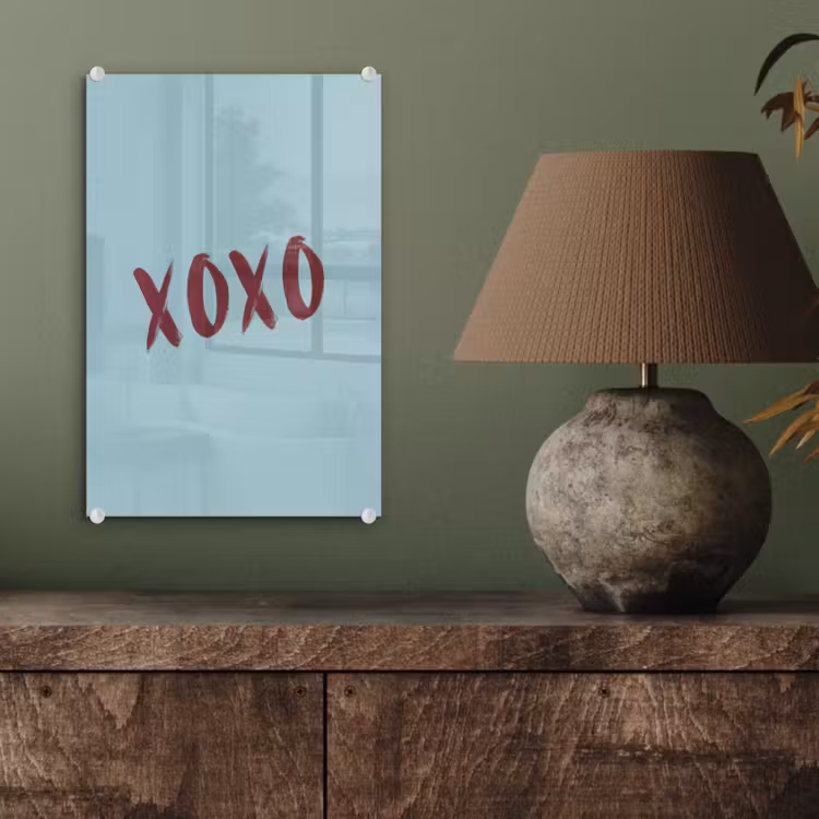 Glas schilderij - XOXO - Blauw - Rood — 4