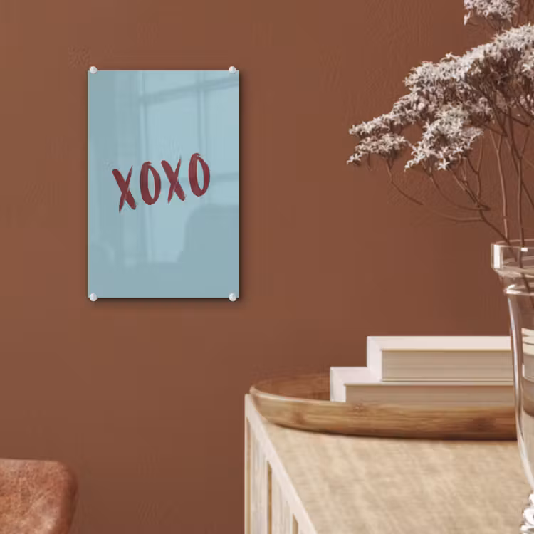 Glas schilderij - XOXO - Blauw - Rood — 6