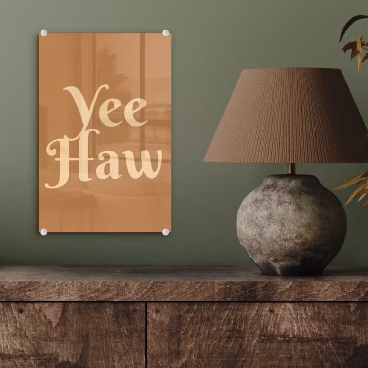 Glas schilderij - Yee haw - Bruin - Minimalistisch — 4