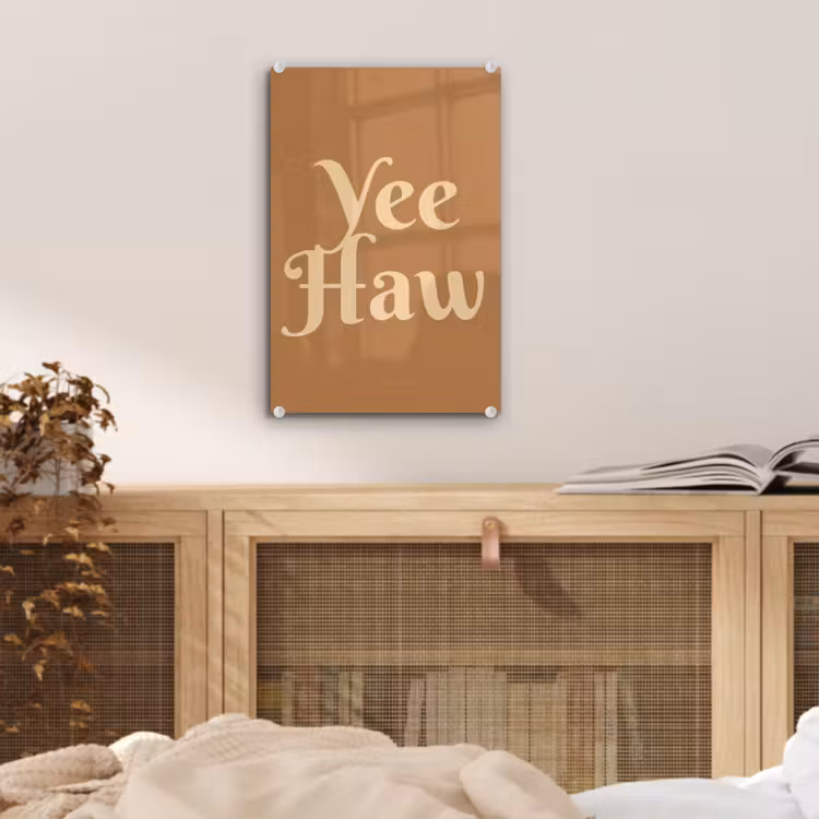 Glas schilderij - Yee haw - Bruin - Minimalistisch — 5