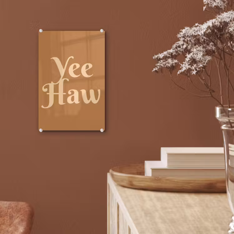 Glas schilderij - Yee haw - Bruin - Minimalistisch — 6