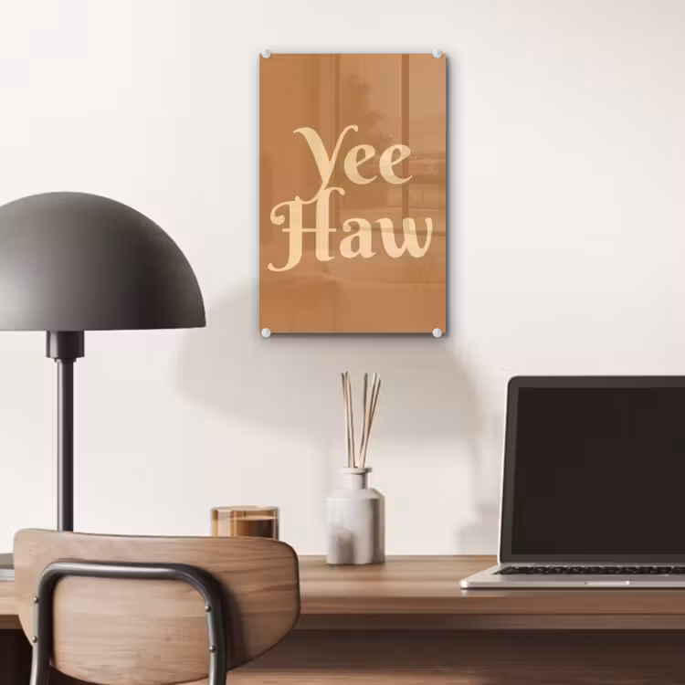 Glas schilderij - Yee haw - Bruin - Minimalistisch — 7