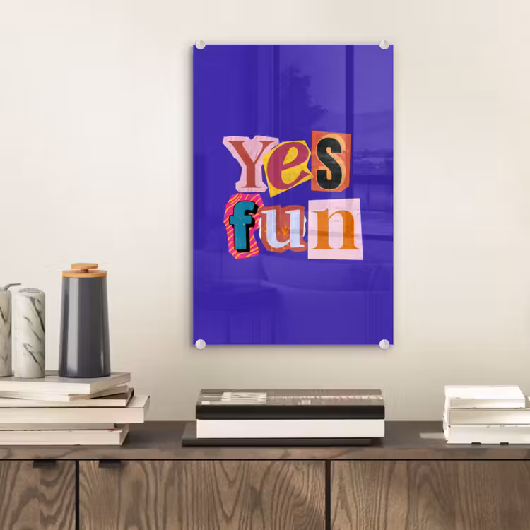 Glas schilderij - Yes fun - Kleurrijk - Collage-stijl — 2