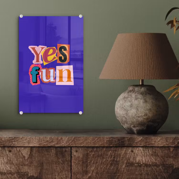 Glas schilderij - Yes fun - Kleurrijk - Collage-stijl — 4
