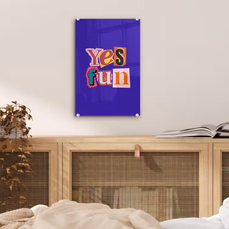 Glas schilderij - Yes fun - Kleurrijk - Collage-stijl — 5