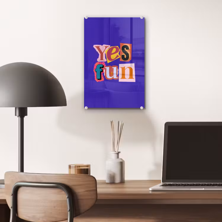 Glas schilderij - Yes fun - Kleurrijk - Collage-stijl — 7