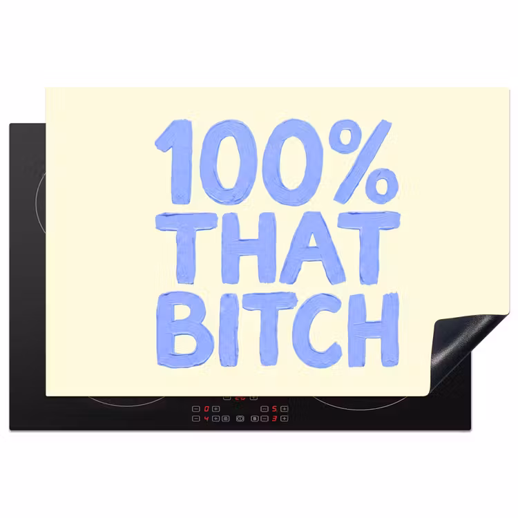 Inductie beschermer - 100% that bitch - Blauw - Wit — 1
