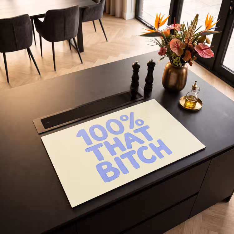 Inductie beschermer - 100% that bitch - Blauw - Wit — 3