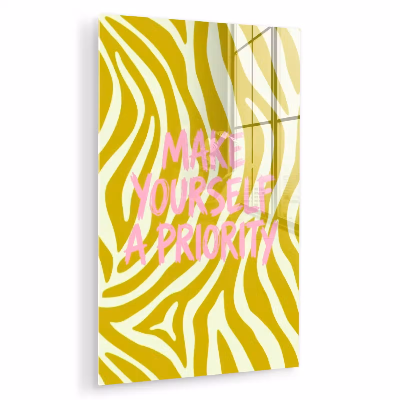 Glas schilderij - Zebraprint - Priority - Roze — 1
