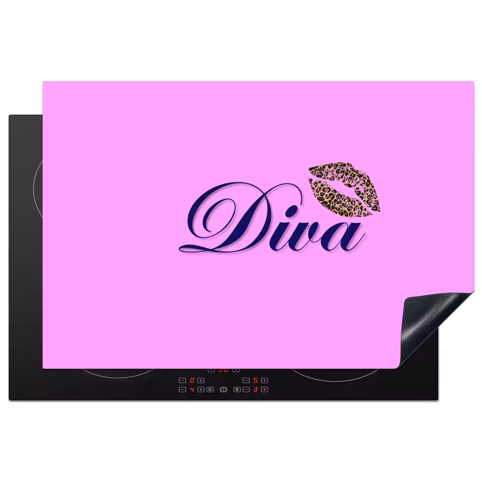 Inductie beschermer - Diva - Lip - Panterprint - Roze — 1