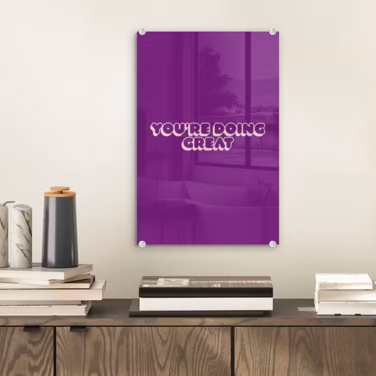 Glas schilderij - You're doing great - Paars - Bubble letters — 2