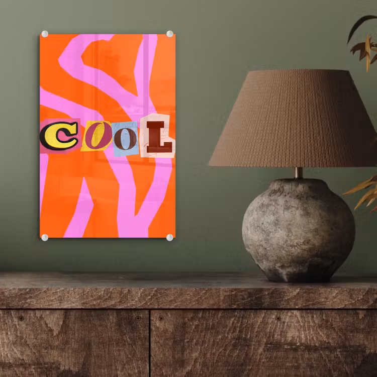 Glas schilderij - Zebraprint - Grafisch - COOL - Oranje — 4