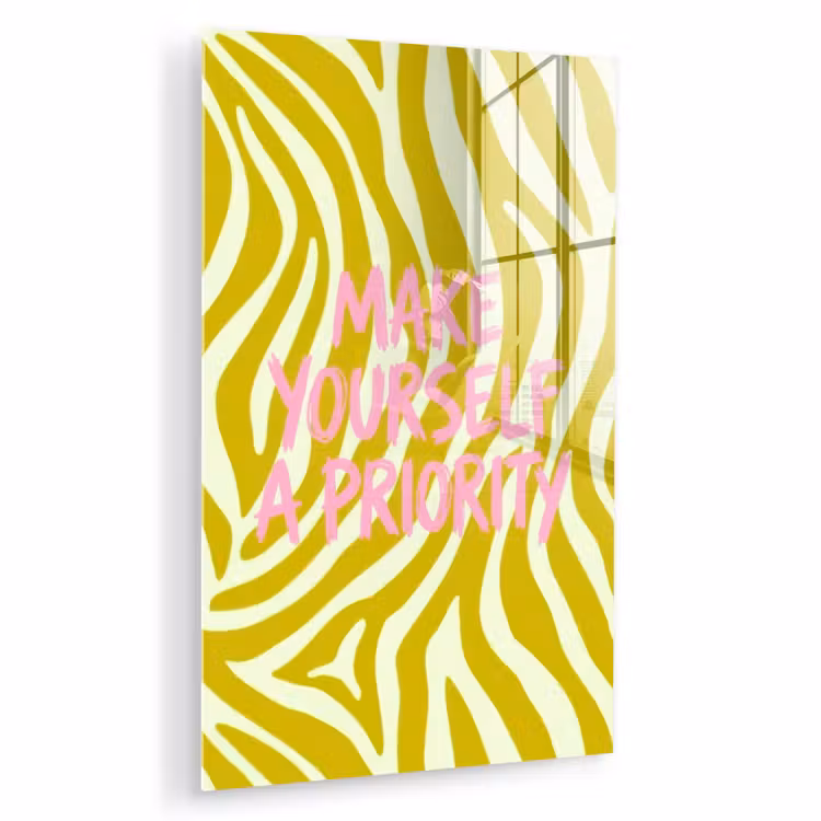 Glas schilderij - Zebraprint - Priority - Roze — 1