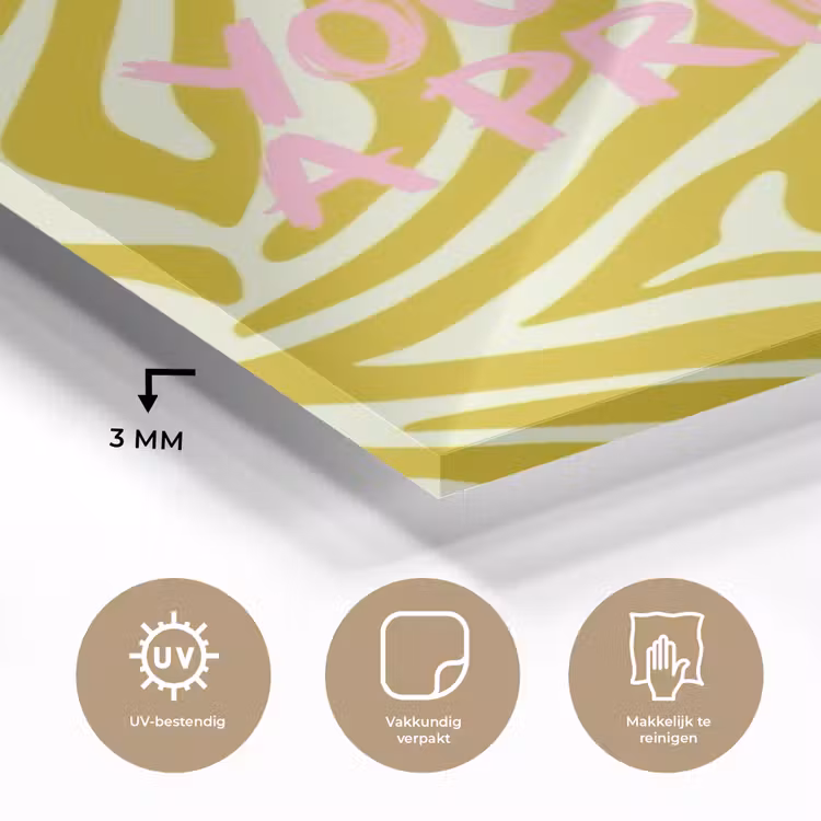 Glas schilderij - Zebraprint - Priority - Roze — 3