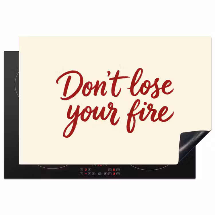 Inductie beschermer - Don't lose your fire - Rood - Wit - Minimalistisch — 1