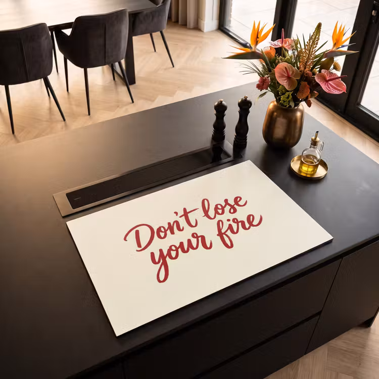 Inductie beschermer - Don't lose your fire - Rood - Wit - Minimalistisch — 3
