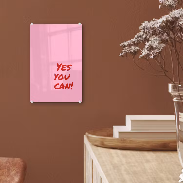 Glas schilderij - Yes you can do it - Rood - Roze — 6