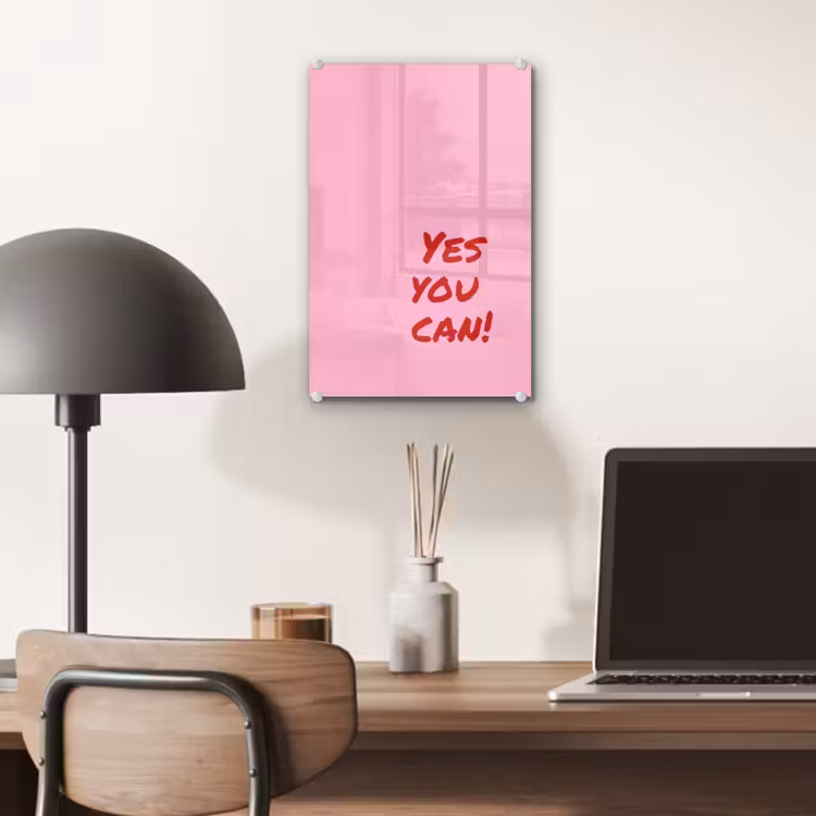 Glas schilderij - Yes you can do it - Rood - Roze — 7