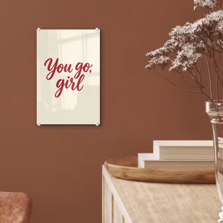 Glas schilderij - you go girl - Rood - Wit — 6