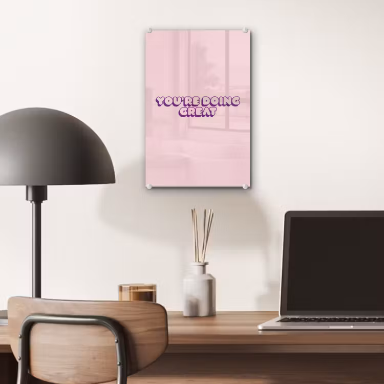 Glas schilderij - You're doing great - roze - 3D — 7