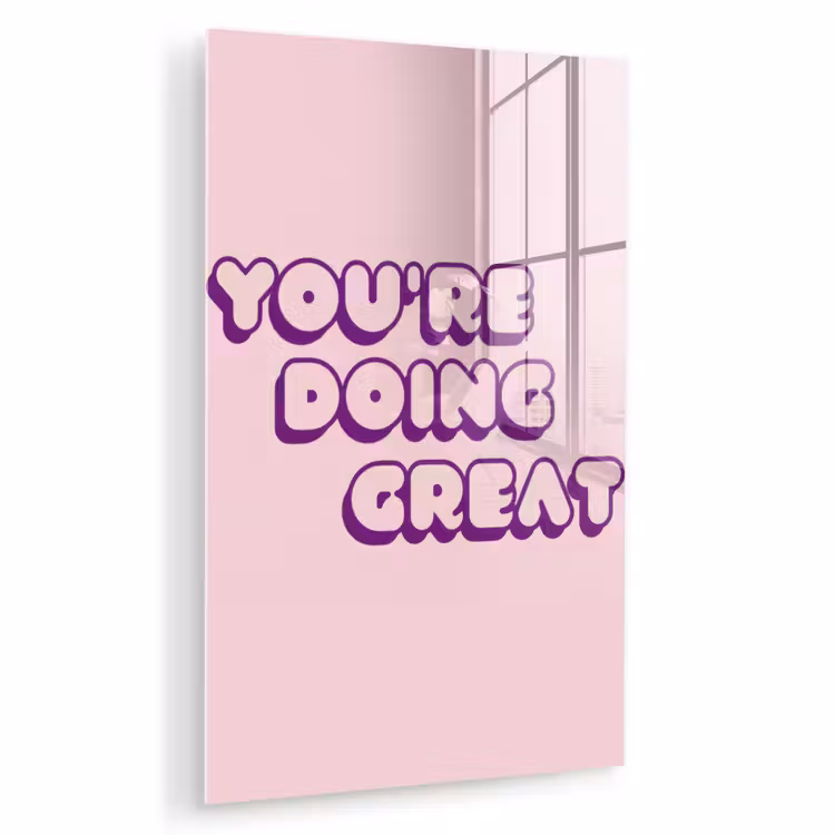 Glas schilderij - You're doing great - Roze - Bubble letters — 1