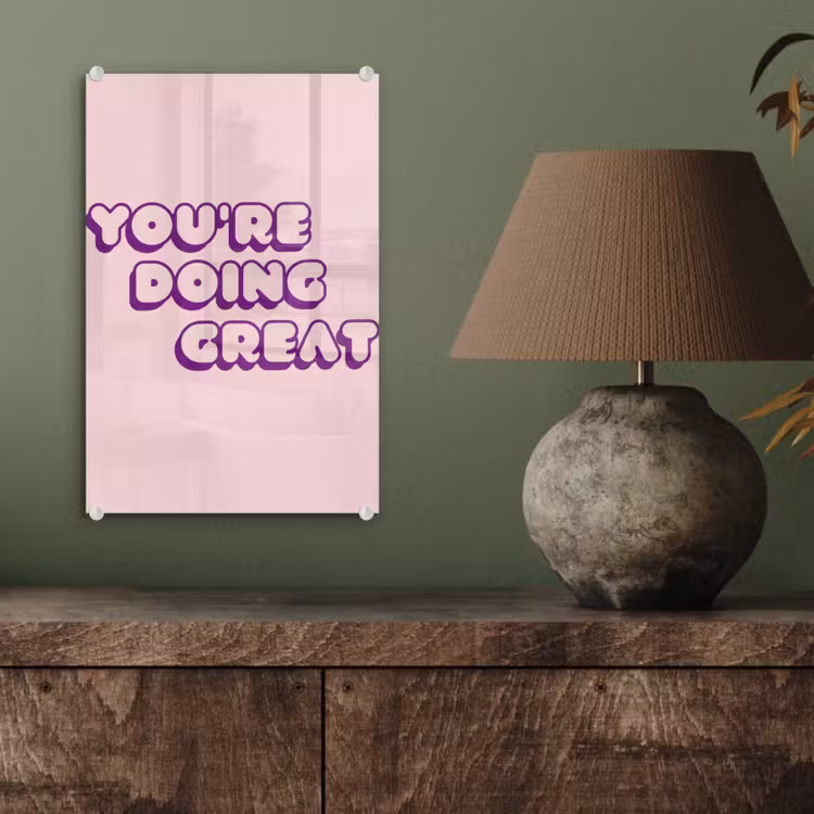 Glas schilderij - You're doing great - Roze - Bubble letters — 4