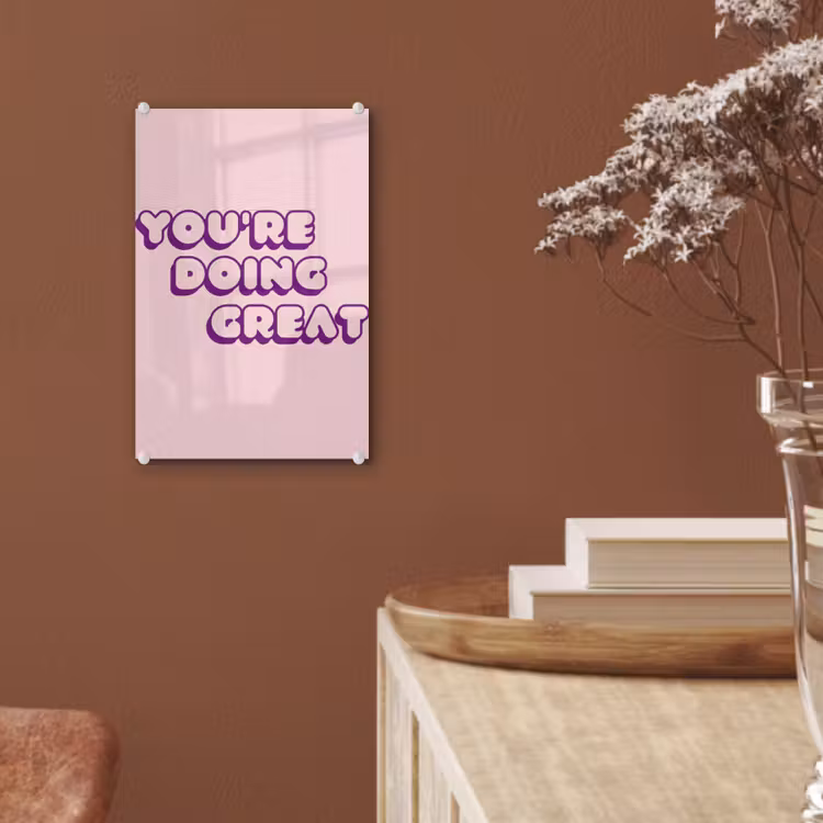 Glas schilderij - You're doing great - Roze - Bubble letters — 6