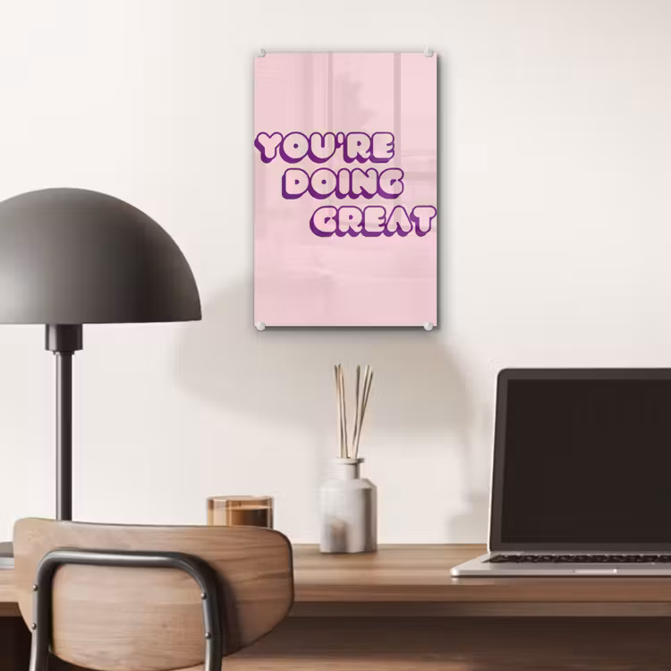 Glas schilderij - You're doing great - Roze - Bubble letters — 7