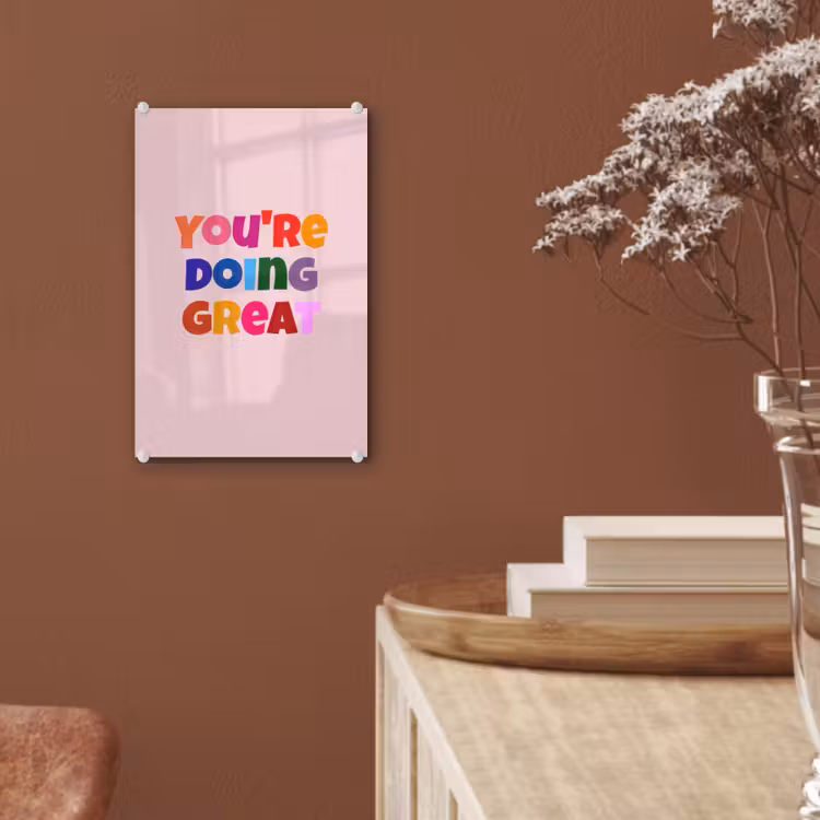 Glas schilderij - You're doing great - Roze - Kleurrijk — 6
