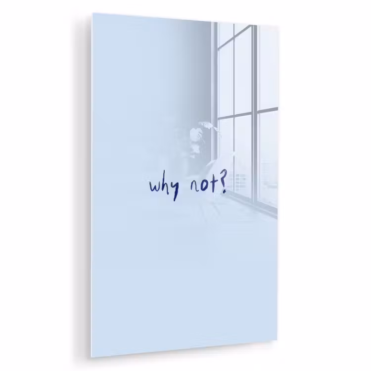Glas schilderij - Why not - Blauw - Donker blauw - Quote — 1