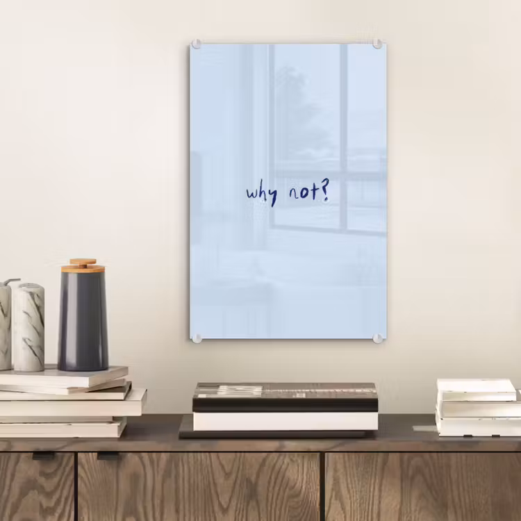 Glas schilderij - Why not - Blauw - Donker blauw - Quote — 2