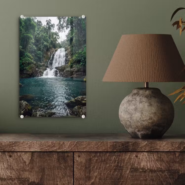 Glas schilderij - Waterfall - Forest - Nature - Greenkhgyguyg — 4