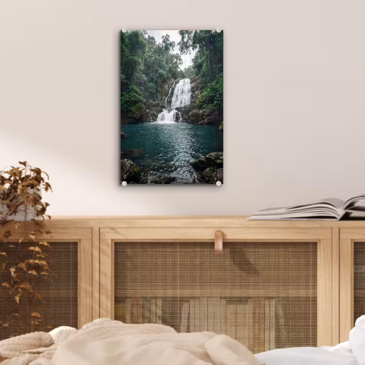 Glas schilderij - Waterfall - Forest - Nature - Greenkhgyguyg — 5