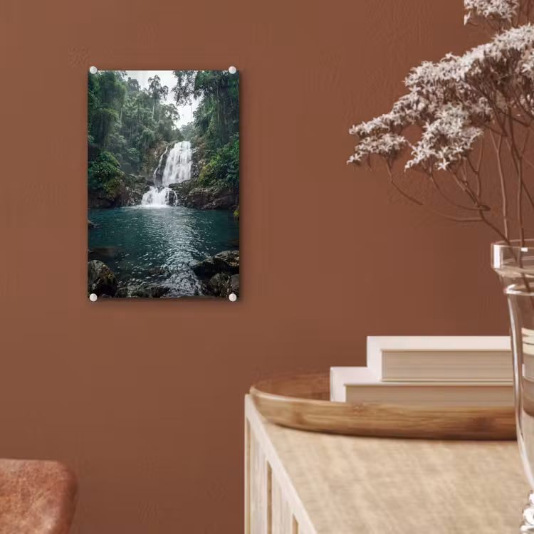 Glas schilderij - Waterfall - Forest - Nature - Greenkhgyguyg — 6