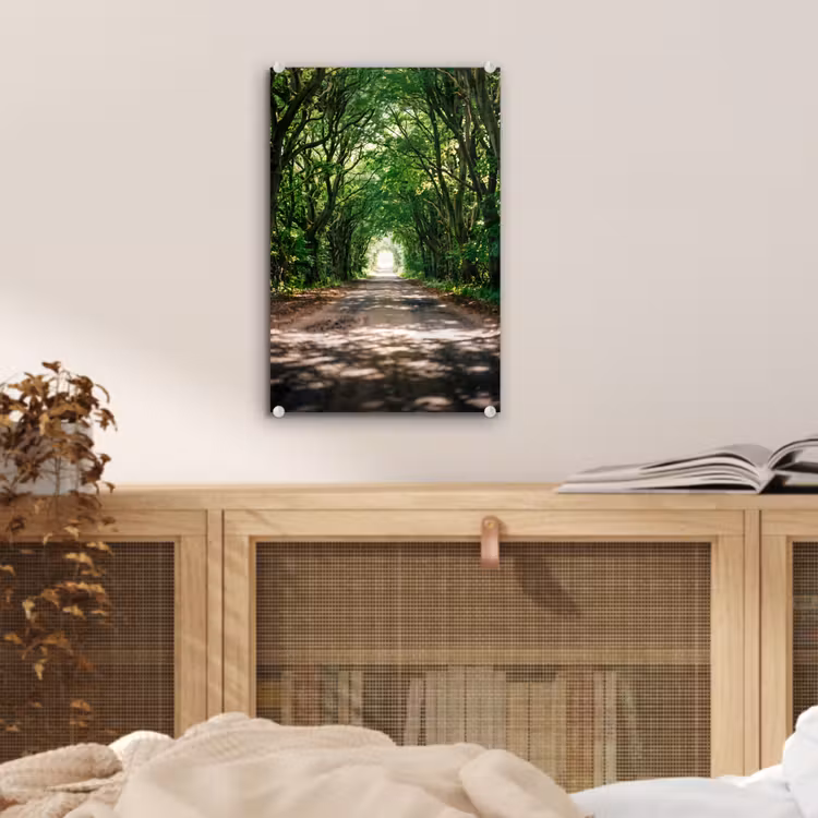 Glas schilderij - Weg - Bomen - Natuur - Groen — 5