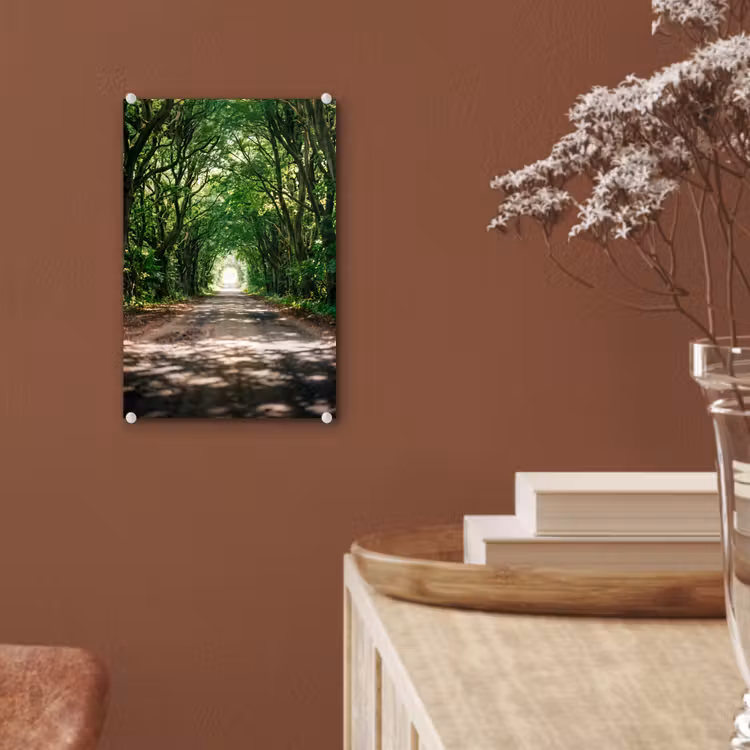 Glas schilderij - Weg - Bomen - Natuur - Groen — 6
