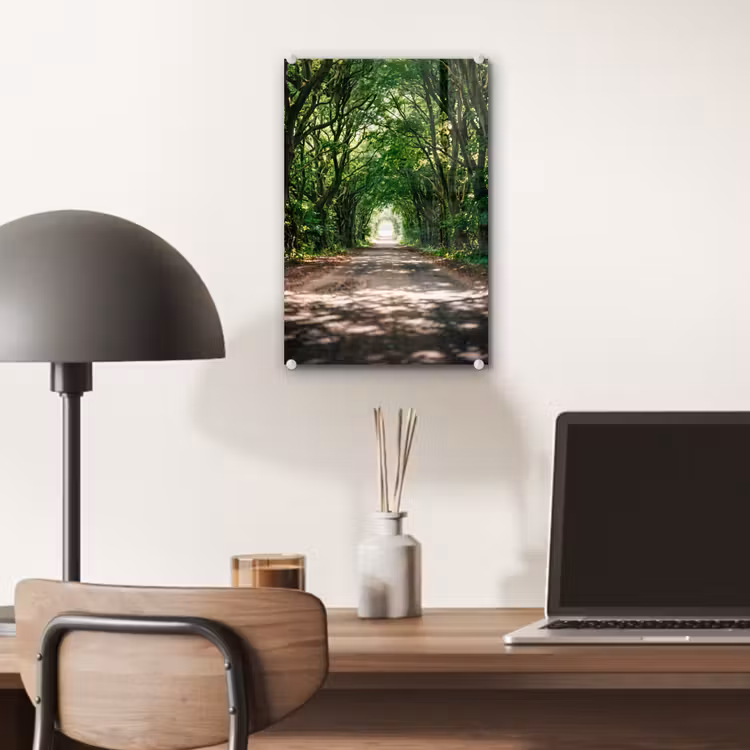 Glas schilderij - Weg - Bomen - Natuur - Groen — 7