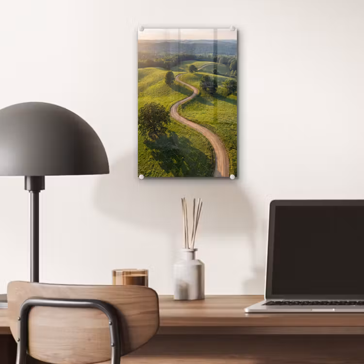 Glas schilderij - Weg - Weide - Natuur - Groen — 7