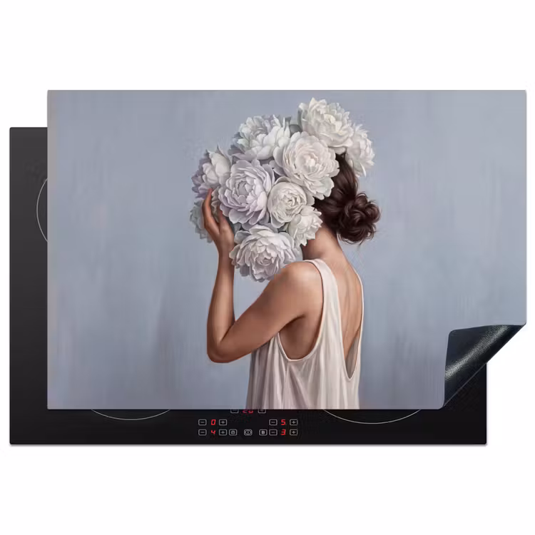 Inductie beschermer - Bloemen - Vrouw - Wit — 2