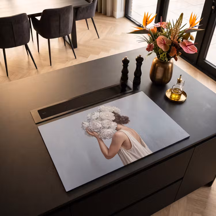 Inductie beschermer - Bloemen - Vrouw - Wit — 3