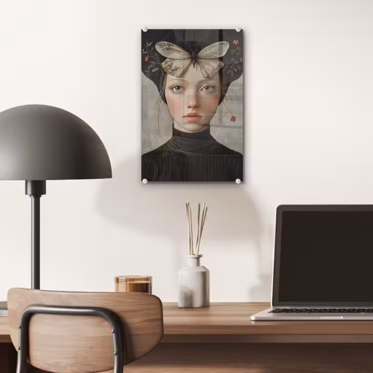 Glas schilderij - Woman - Butterfly - Art - Classic - Muted — 7